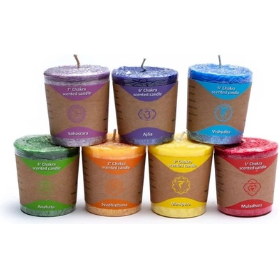 Yogi & Yogini Naturals Vonné svíčky Čakrové Dárková sada 7 x 54 g