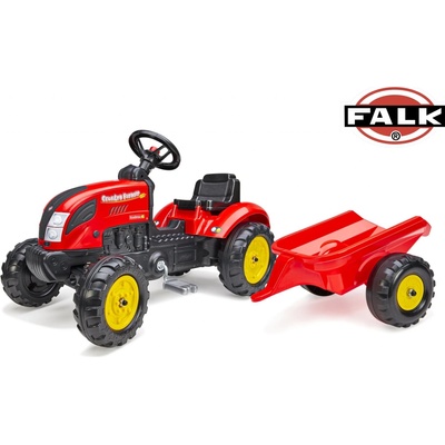 Falk šliapací traktor 2058L Country Farmer s vlečkou červený