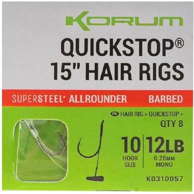Korum Hotové Návazce Big Fish Quickstop Hair Rigs Barbed 38cm veľ.14 0,23mm 8ks