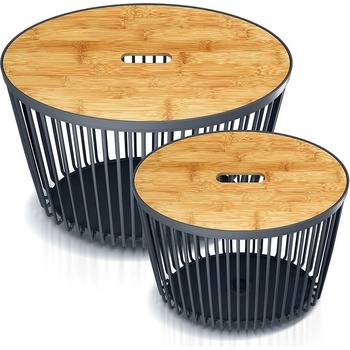 Prosperplast Set 2 univerzálnych oválnych košov CLUBO s bambusovými vekami 30 + 55 l antracit