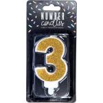 PARTY DECO ПАРТИ ДЕКО Свещ номер "3" златна 7 см 1 бр