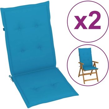 Image 1 of vidaXL Възглавници за столове с облегалки 2 бр сини 120x50x3 см плат (43183)