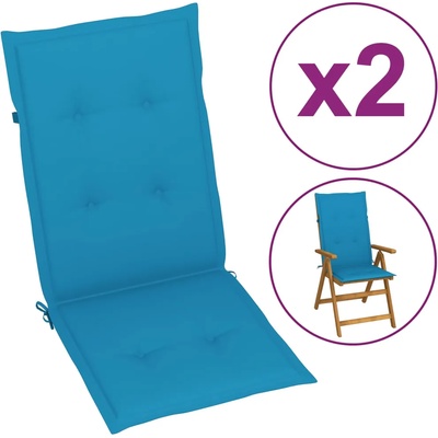 vidaXL Възглавници за столове с облегалки 2 бр сини 120x50x3 см плат (43183)