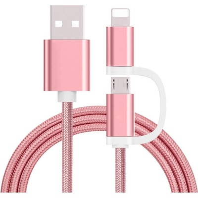 Bomba Micro USB, iPhone kábel 2v1 Ružová B165/PINK