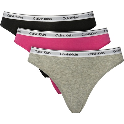CALVIN KLEIN nohavičky 3PACK Icon logo orchid & black tones