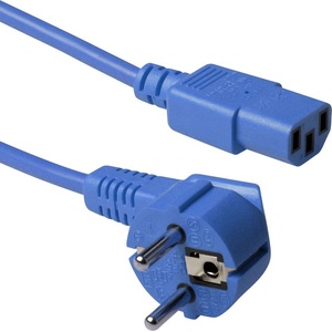 ACT Powercord мрежов конектор Schuko CEE 7/7 мъжки (ъглов) - C13 IEC 60320, 3 м, син (AK5135)