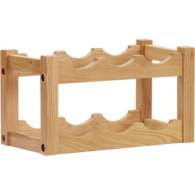 vidaXL Стойка за вино за 6 бутилки, 37x21x21 см, дъбов масив (289201)
