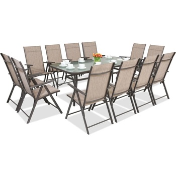 Garden Point Трапезни мебели от стомана Modena/Rosario за 12 души с голяма маса 200 cm Garden Point, кафяви (GAP391-12)