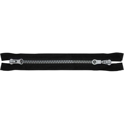 Prima-obchod Zip kostěný No 5 dělitelný 2 jezdce / dvoucestný 75 cm bundový BREX, barva Černá / šedá