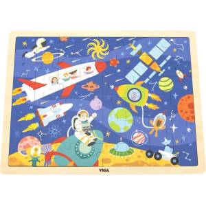 Viga Toys Дървен пъзел Viga Toys - Космос, 48 части (44586) - ozone
