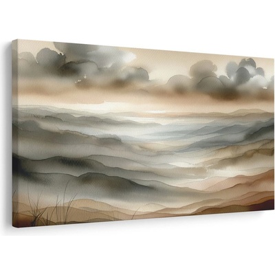 Obraz krajina v mlze a hnědé - 120x80
