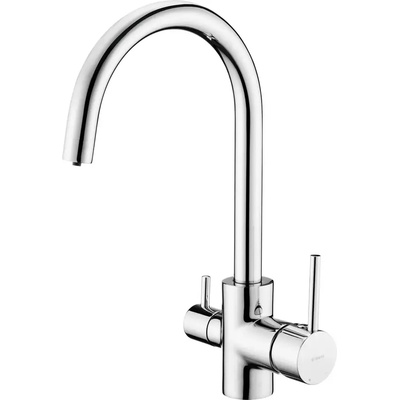 Твоят Стил - Кухненски Мивки Хром трипътен смесител за кухня с чучур за филтрирана вода - 9750f