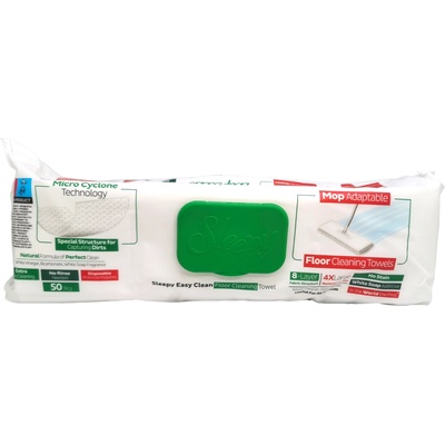 Sleepy мокри кърпи универсални за почистване на под, 50 броя, Mop Adaptable, Extra Easy Clean
