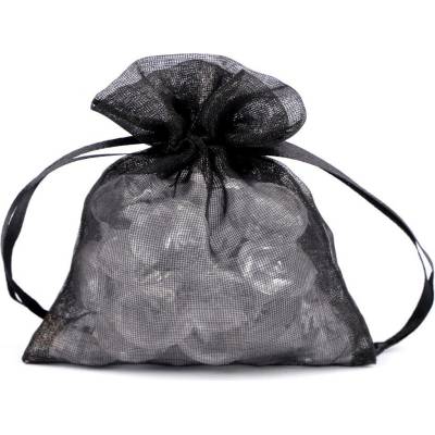 Dárkový pytlík s kovovým leskem 8x10,5 cm organza shine - černá (10 ks)