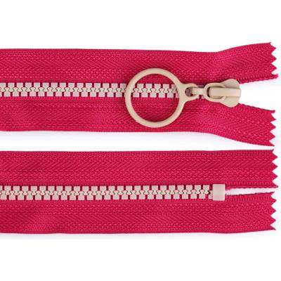 Kostěný zip barevný No 5 délka 15 cm s ozdobným jezdcem, malé, 5 (145) pink béžová světlá