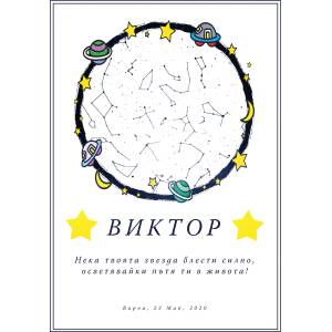 Takedstars Звездна карта - Детски 2 (Postervramka-45-w1)