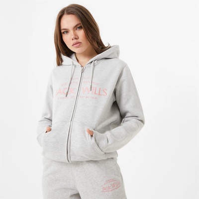 Jack Wills Суичър Jack Wills Hunston Logo Zip Hoodie - Grey marl