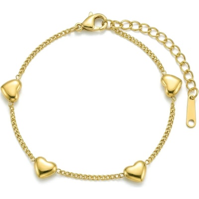Victoria Walls Pozlátený náramok so srdiečkami Vaelisse Gold VWB260689G