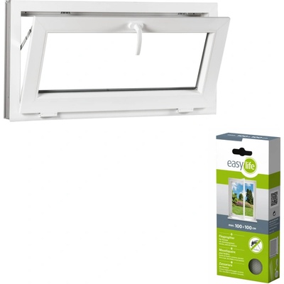 Okna Hned Plastové okno 70x44, sklopné, bíle + síť proti hmyzu