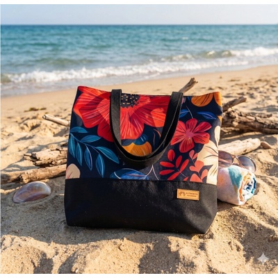 Veľká vodeodolná taška Oxford s botanickým vzorom (Originálny handmade kúsok)