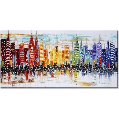 Maľovaný obraz na stenu MESTO - 100×50 cm / Premium 4 cm