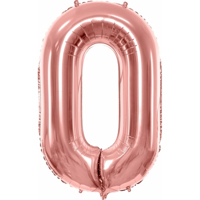PartyDeco Fóliový balón číslo 0, 86cm rose zlatý