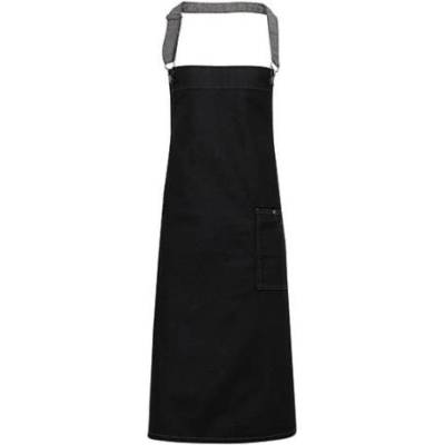 Premier Workwear Džínová zástěra s kapsami za krk PR134 Black Denim 72x86cm