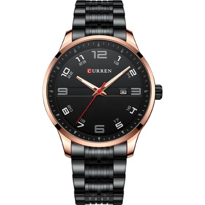 Curren Мъжки часовник Curren Anion, Неръждаема стомана, Черен / Розово злато (CURREN-8411-BLACK-ROSEGOLD)