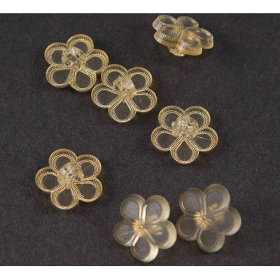 Detský gombík - žltá kvietka - transparentná - priemer 1,3 cm