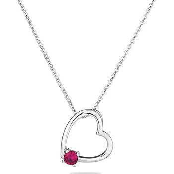 Image 1 of Swan Сребърно колие сърце с червен цирконий END607NR Swan