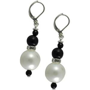 Dannyra Обици перли и оникс Dannyra Jewels