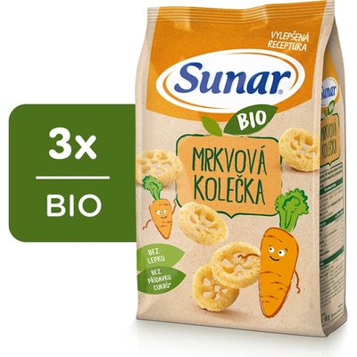 SUNAR BIO Křupky Mrkvová kolečka 3 x 45 g