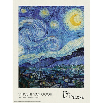 Plagát, Obraz - Starry Night, Vincent van Gogh, 45 × 60 cm