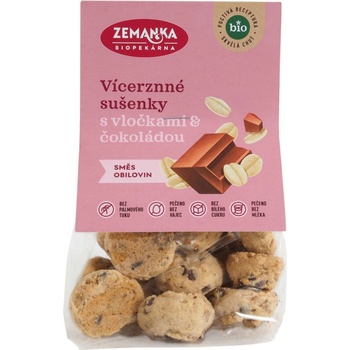 Viaczrnné bio sušienky s čokoládou a vločkami Zemanka 100 g