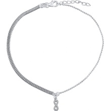 SILVEGO stříbrný řetízek na nohu ellie s infinity a brilliance zirconia ZT86751A