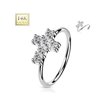 Šperky4U zlatý piercing do nosu kruh ZL01225-WG