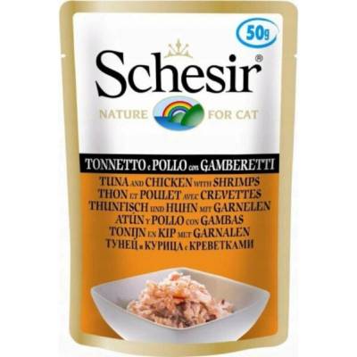 Schesir Cat Adult tuňák kuře a krevety 50 g