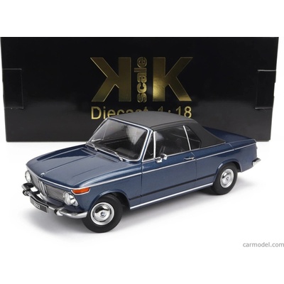 Kk-scale BMW 2002 Cabriolet 1968 With Removable Soft-top Blue Met 1:18