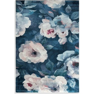 Takoy Koberec 160x220 cm tmavě modrý, pudrový s motivem růže LOTUS 5-HF-489998 | 160 x 220 cm