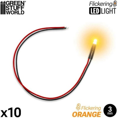 Green Stuff World LED dióda mihotavé svetlo oranžová 3mm 10 ks