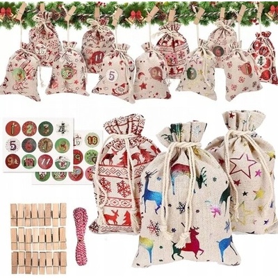 Artnico DIY ADVENTNÝ KALENDÁR ZÁVESNÉ VRECKÁ NÁLEPKY