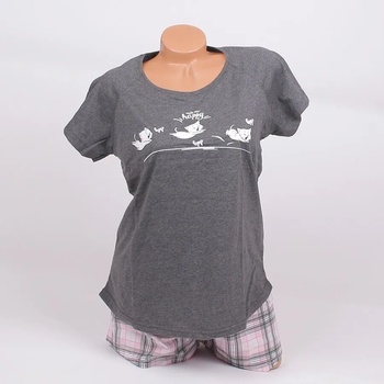 Image 1 of Лятна пижама в тъмносив цвят с котета и кариран десен