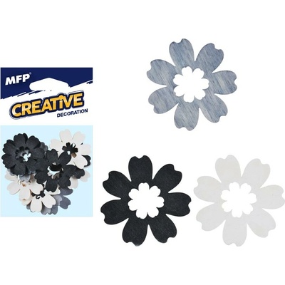 MFP Paper Dekorace květina přírodní 12ks 4cm mix