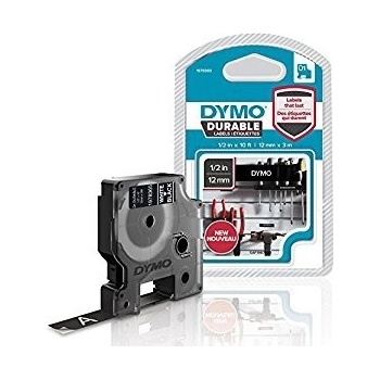 DYMO D1 1978365, 12mm x 3m, бял печат/черен фон, перманентна винилова, оригинална лента (1978365)