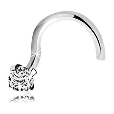Šperky Eshop Zahnutý piercing do nosu v bílém zlatě blýskavý čirý zirkonek S1GG150.09