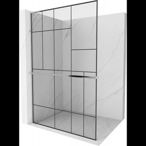 Mexen Kioto+ L стена за душ с рафт Walk-in 80 x 200 см, черен модел, хром - 800-080-123-01-78 (800-080-123-01-78)