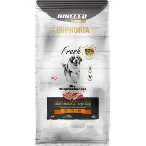 Biofeed EUPHORIA Fresh със свинско и гъско месо (средни и големи породи) 12 кг