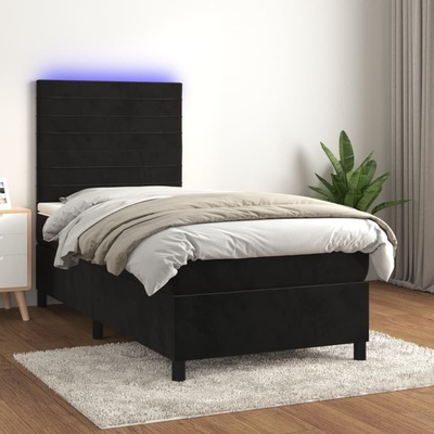 Petrashop 3136169 boxspring postel s matrací a LED černá samet