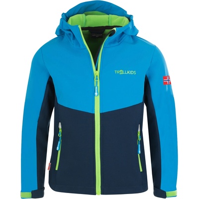 TROLLKIDS Детско софтшел яке Trollkids Kid's Kristiansand Jacket Softshell jacket - Navy / Medium Blue / Green - размер 152 (EU) (703-2543-0118)
