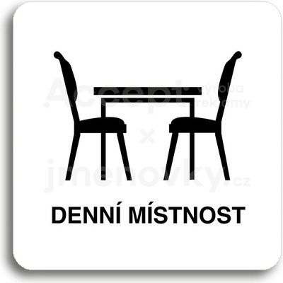ACCEPT Piktogram denní místnost - bílá tabulka - černý tisk bez rámečku
